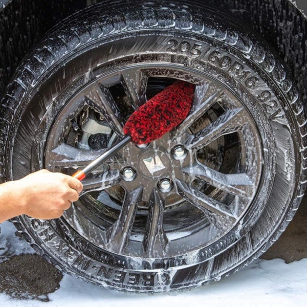 Soft Fiber Car Wheel Cleaning Brush with Bendable Long Handle